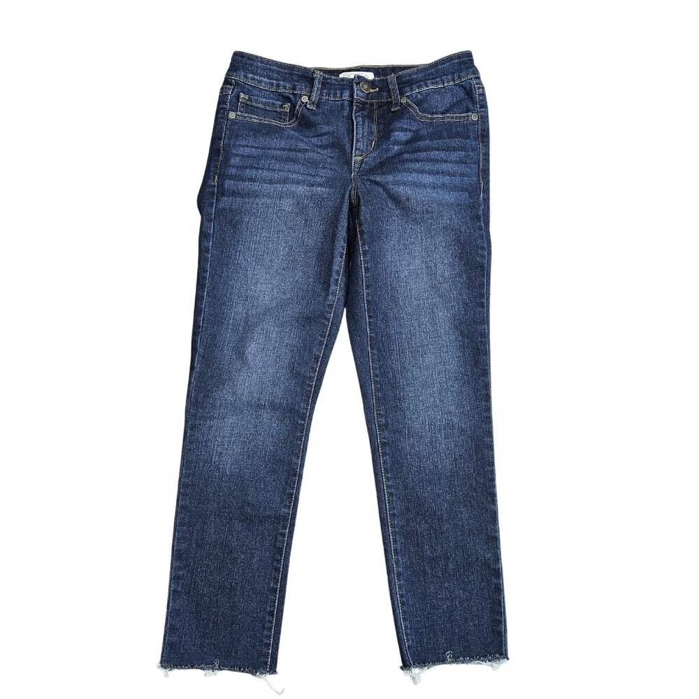 Sofia Jeans Skinny Ankle Jeans Womens 2 Dark Wash Blue Raw Hem Cropped Denim